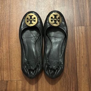 Tory Burch ballet flats black leather size 7.5